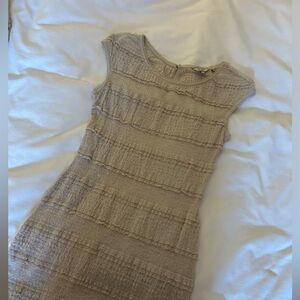 Guess Beige Lace Frill Midi Dress